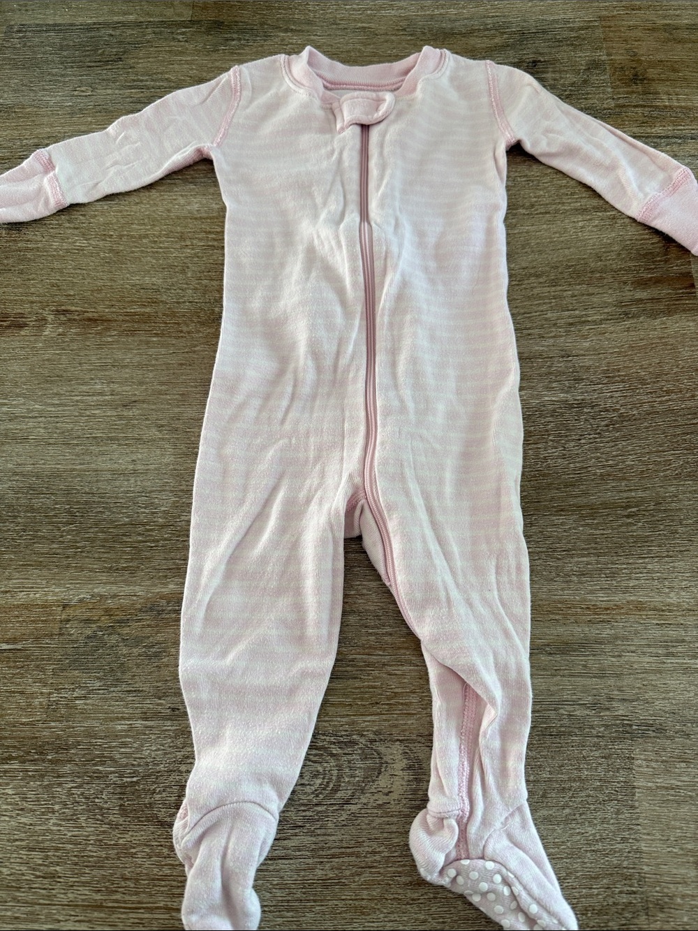 Hanna Andersson Light Pink Footed One-Piece Zipper Pajamas